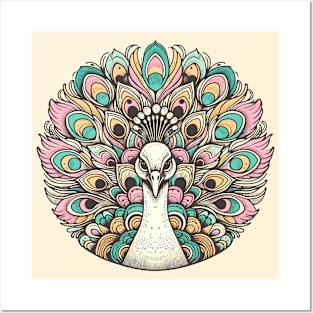 Pastel Majesty - Ornate Peacock Illustration Posters and Art